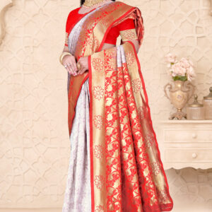 Morpich Fashion Woven Banarasi Jacquard Saree with Unstitched Blouse