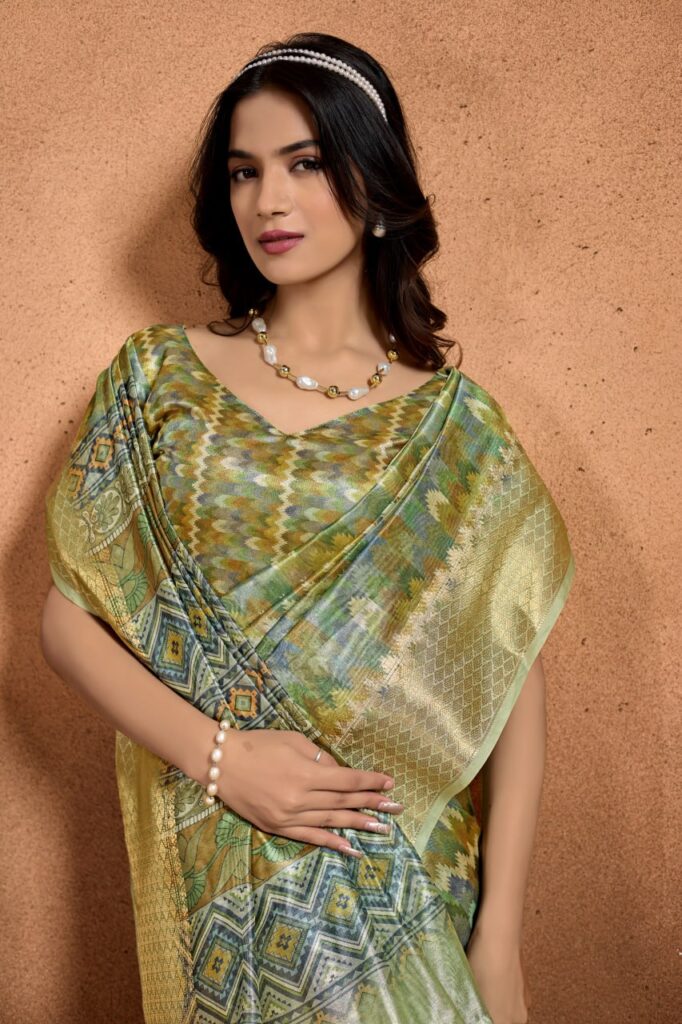 Premium green silk saree for women