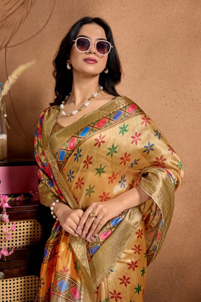 Designer floral saree for festive wear
